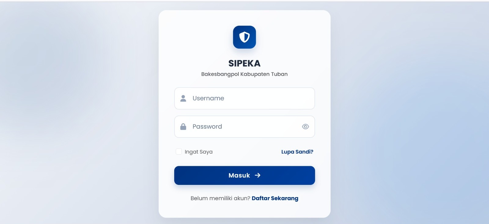 APK WEB Sipeka, Untuk Instansi BAKESBANGPOL Tuban